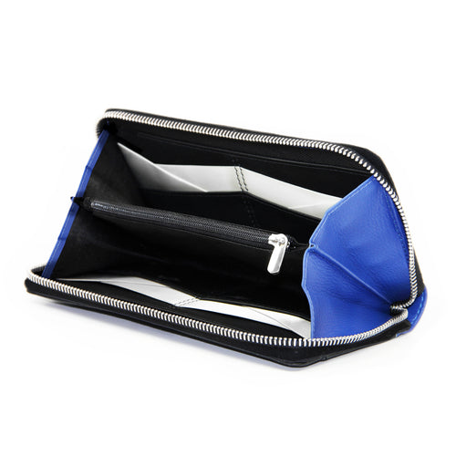 Zipper Wallet, Cobalt + Black