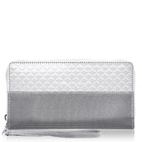 Zipper Wristlet Wallet Diamond Small, Silver